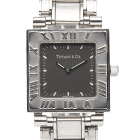 Tiffany & Co. Atlas Quartz Watch with Black Dial and Stainless Steel, Women's