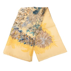 Hermes Hermès Carré 90 "L'Ile Deserte" Desert Island Scarf in Yellow, Blue, and Multicolor Silk