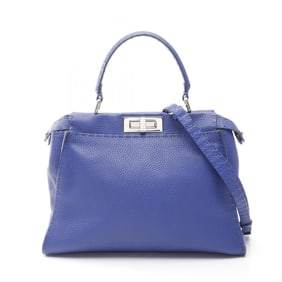 Fendi Peekaboo Regular Handbag, Leather, Women's, Blue, 8BN226
