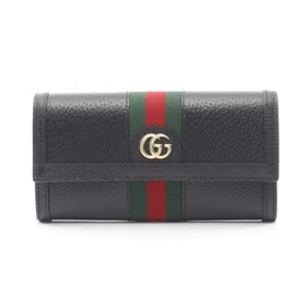Gucci Ophidia Web Stripe Bifold Long Wallet, Leather, Women's, Black, 719886