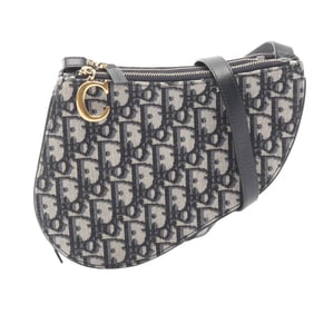 Christian Dior Dior Saddle Bag Oblique Shoulder Canvas Leather Women's Beige Black Navy