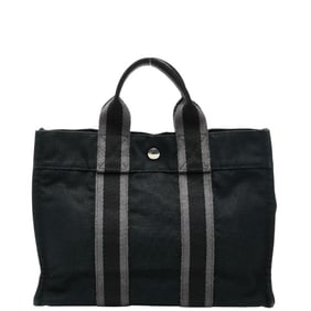 Hermès Foul Tote PM Bag Handbag Black/Gray Canvas Women's HERMES