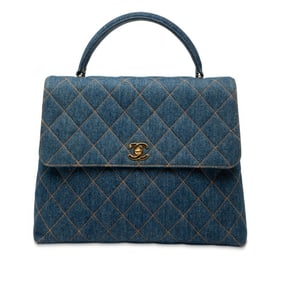 CHANEL Matelasse Coco Mark Top Handle Handbag in Indigo and Blue Denim for Women