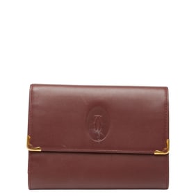 Cartier Must Line Tri-fold Wallet, Bordeaux and Wine Red Leather, Women's, CARTIER