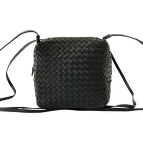 BOTTEGA VENETA Intrecciato Leather Shoulder Bag/Sacoche/Pochette Black 45719