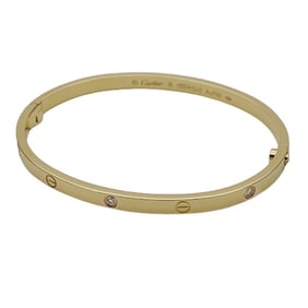 Cartier Love Bracelet, Small, 750YG Yellow Gold, 6-Piece Half Diamond Bangle, #16, New Model,