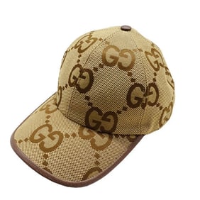 Gucci Men's Jumbo GG Canvas Baseball Cap (681264) in Camel, Ebony, and Brown, Size L (58cm), Logo