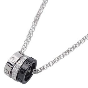 Cartier Women's Necklace, 750WG Ceramic Diamond Love Three-Hoop White Gold