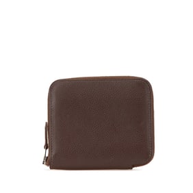 Hermes Hermès Azap Silkin Compact Zip-Around Bifold Wallet in Mocha Brown and Evercolor, Women's