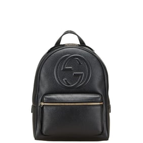 Gucci Interlocking G Soho Backpack 536192 Black Leather Women's GUCCI