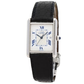 Cartier Must Tank LM W1014154 Watch, Silver/Leather, Men's
