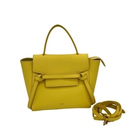 CELINE Nano Leather Belt Bag, 2-Way Handbag, Mini Tote Shoulder Yellow, 371-8