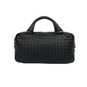 BOTTEGA VENETA Intrecciato Leather Handbag Mini Boston Bag Black pb5-2