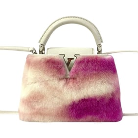 Unused LOUIS VUITTON Capucines Mini Mink Leather 2-Way Handbag/Shoulder Bag, White, 52058