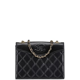 CHANEL Coco Mark Matelasse Chain Shoulder Bag in Black Lambskin for Women