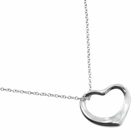 Tiffany & Co. Elsa Peretti Heart Necklace, 925 Sterling Silver, Approx. 9.1g, Open Heart, Women's