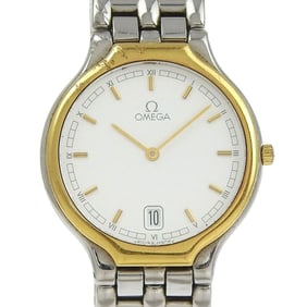 OMEGA De Ville Watch, Stainless Steel with Yellow Gold, 1986, Quartz Movement, Analog Display, White