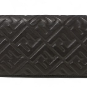 Fendi wallet, FENDI bifold long leather, FF embossed, for men and women, 7M0264