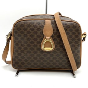 CELINE Macadam Shoulder Bag / Brown Leather Women's