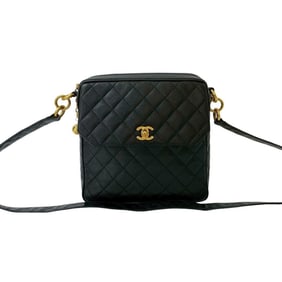 No. 2 CHANEL Vintage Matelasse Coco Mark Caviar Skin Shoulder Bag in Black 68577