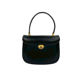 GUCCI Old Gucci Logo Hardware Calf Leather Handbag Mini Tote Bag Black 84490