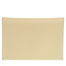 Hermès Calvi Duo Epsom Leather Coin Case with Z Stamp, White, 1002HERMES