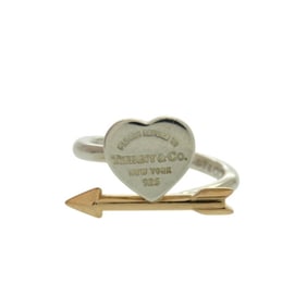 Tiffany Lovestruck Heart Tag Return to Silver Ring in 925 Sterling and 18K Pink Gold, approximately