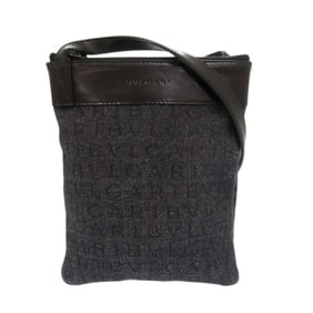 Bvlgari Canvas Leather Navy Shoulder Bag Pochette 1610BVLGARI