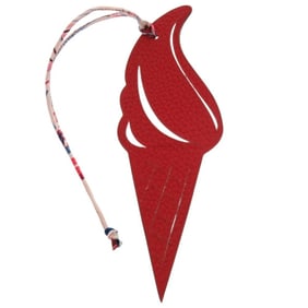 Like new Hermes Petit H Ice Cream Leather Red Blue Keychain 0070HERMES