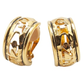 CHANEL logo earrings, gold plated, women's