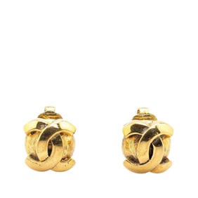 Vintage Chanel Coco Mark Earrings, Gold Plated, Women's, CHANEL