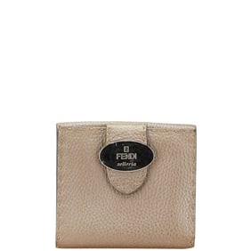 Fendi Selleria Bifold Wallet 8M0206 Champagne Gold Leather Women's FENDI