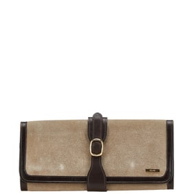 Celine Jewelry Pouch Brown Suede Leather Women's CELINE
