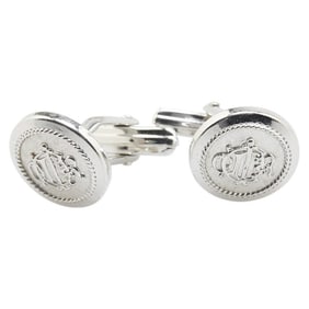 Christian Dior Dior logo cufflinks in silver metal for men.