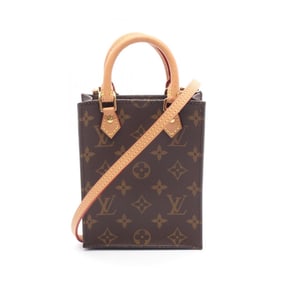 Louis Vuitton Petite Sac Plat Handbag, PVC-Coated Canvas and Leather, Monogram, Women's, Brown,