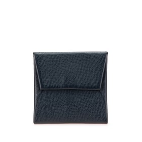 Hermès Bastia Wallet/Coin Case Black Epsom Leather Women's HERMES
