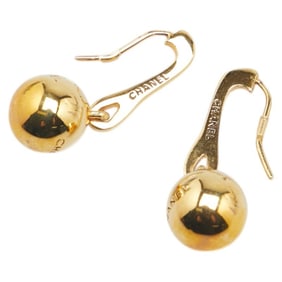 Chanel earrings, gold plated, women's, CHANEL