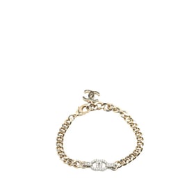 Chanel Coco Mark Rhinestone Chain Bracelet in Silver Metal for Women