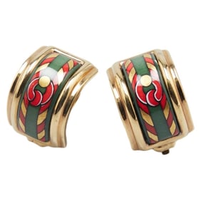 Hermes enamel earrings in gold and multicolored plating for women.