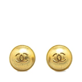 Vintage Chanel Coco Mark Earrings, Gold Plated, Women's, CHANEL