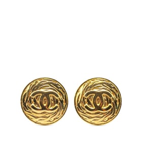 Vintage Chanel Coco Mark Round Earrings, Gold Plated, Women's, CHANEL