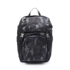 Prada Men's Nylon and Saffiano Leather Backpack, Black/Navy, 2VZ135