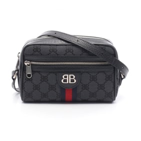 Balenciaga x Gucci The Hacker Project Web Line Shoulder Bag, Canvas and Leather, Women's, Black,