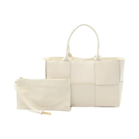 Bottega Veneta Arco Maxi Intrecciato Tote Bag in White Calfskin Leather for Women