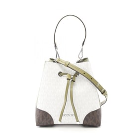 Michael Kors Shoulder Bag, PVC-Coated Canvas and Leather, Women's, White/Khaki/Brown, 30S0SZ5L1V
