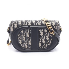 Christian Dior Dior CD Signature Oblique Camera Bag Shoulder Canvas Leather Women's Beige/Navy