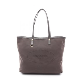 Prada tote bag, canvas and leather, women's, brown