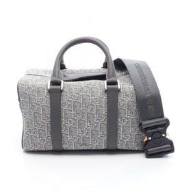 Christian Dior Dior LINGOT26 Lango Oblique Handbag, Canvas and Leather, Men's, Gray/Silver