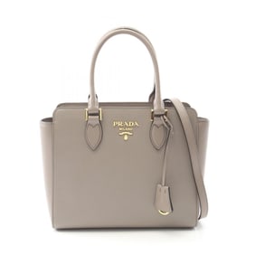 Prada SAFFIANO + SOFT C Handbag, Leather, Women's, Beige, 1BA164