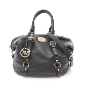 Michael Kors Bedford Luggage MD Satchel Handbag, Leather, Women's, Black, 35H2GBFS2L